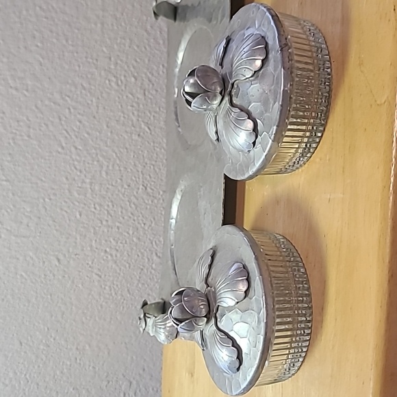 Vintage Mid Century Hand Wrought Metal Footed Condiment Tray 1950s - Picture 5 of 6